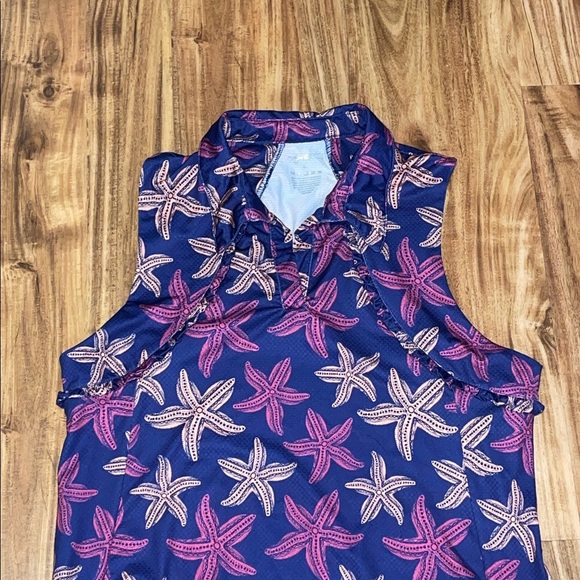 Gottex women’s medium 8 10 dress Starfish Pattern Sleeveless purple golf tennis - Picture 2 of 8